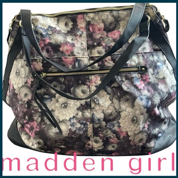 Madden Girl Handbags - Madden Girl Satin Nylon Floral Travel Gym Bag